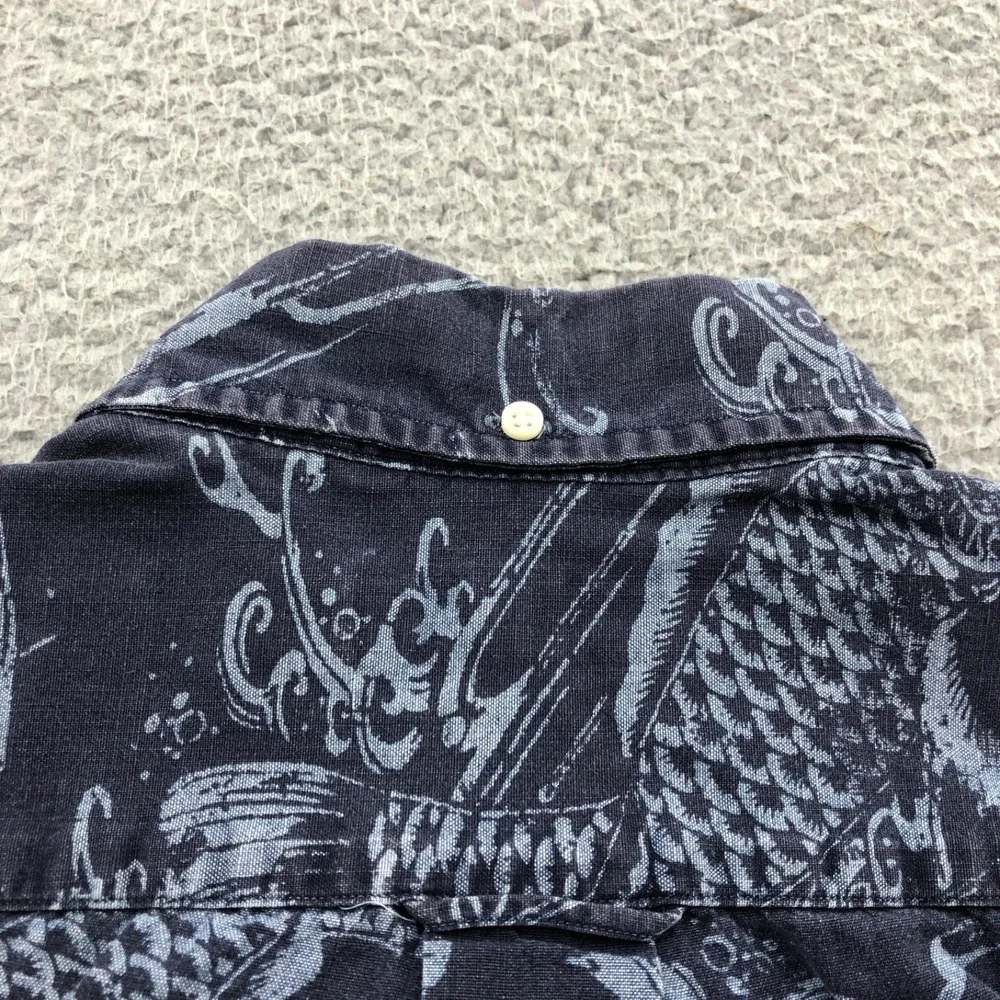 Polo Ralph Lauren Shirt Mens Extra Large Blue Koi Fish Short Sleeve Button Down